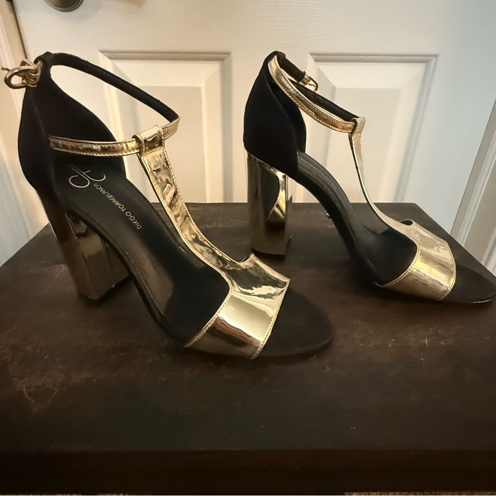Gold and Black Women's Heels